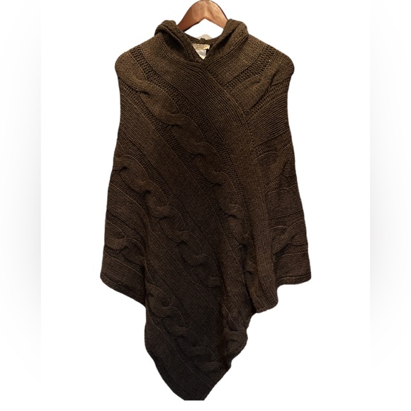 cocogio Sweaters - Cocogio women’s chocolate brown hoodie poncho - made in Italy